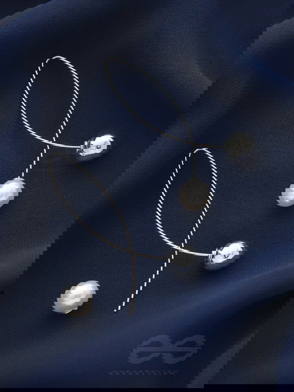 Elegant Fish Pearl Metal Dangler Earrings