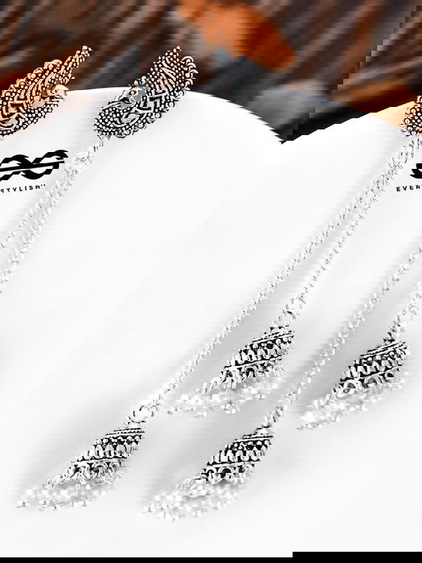 The Vintage Peacock Double Hanging Pearl Jhumkis