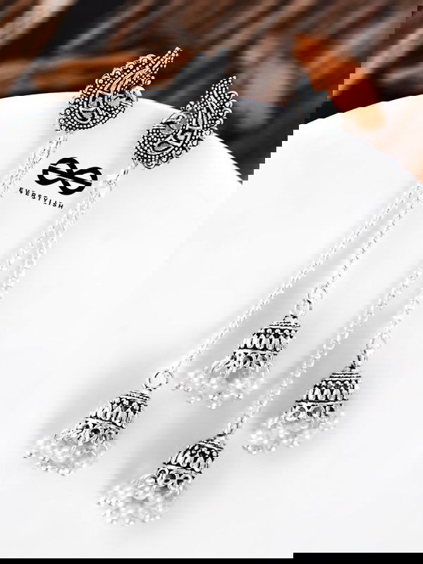 The Vintage Peacock Double Hanging Pearl Jhumkis