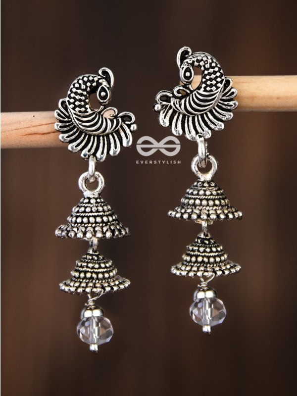 The Intricate Peacock Double Layered Jhumkis