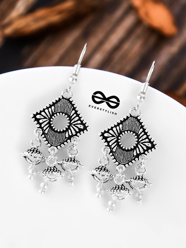 An intriguing Delight - Oxidised Boho Earrings