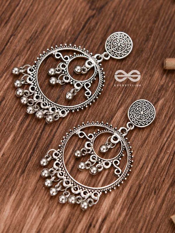 The Dangling Playful Circles - Oxidised Boho Earrings