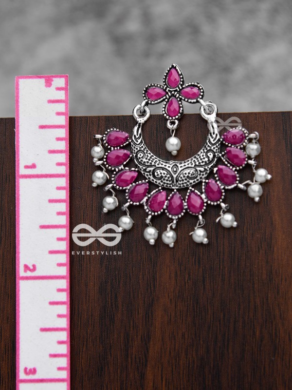The Elegance of Royalty (Ruby Red) - Embellished Oxidised Earrings