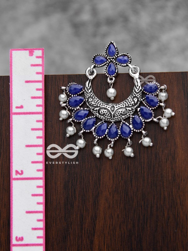 The Elegance of Royalty (Sapphire Blue) - Embellished Oxidised Earrings