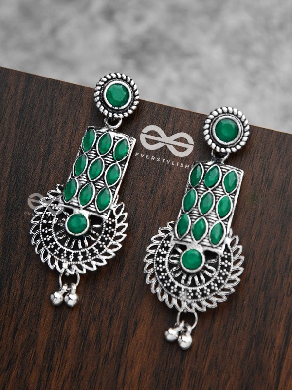 The Studded Artistry - Emerald Green - The Embellished Oxidised Collection