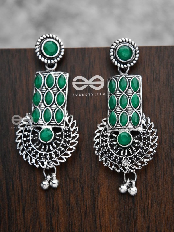 The Studded Artistry - Emerald Green - The Embellished Oxidised Collection
