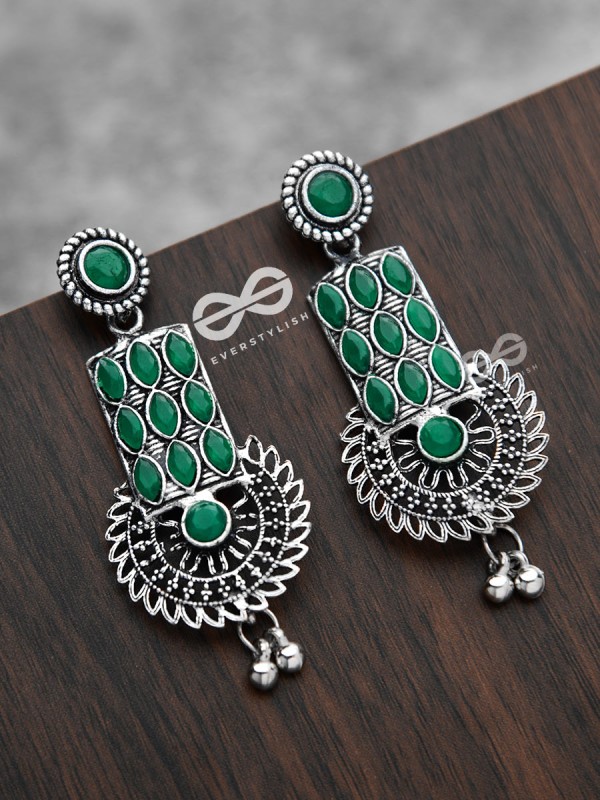 The Studded Artistry - Emerald Green - The Embellished Oxidised Collection