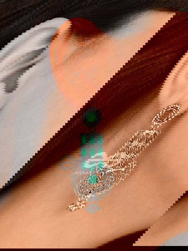 The Studded Artistry - Emerald Green - The Embellished Oxidised Collection