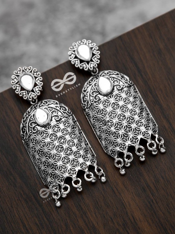 The Royal Delight - Oxidised Statement Earrings