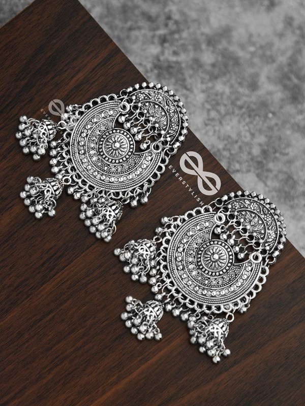 A Boho Dream - Oxidised Triple Jhumki Danglers