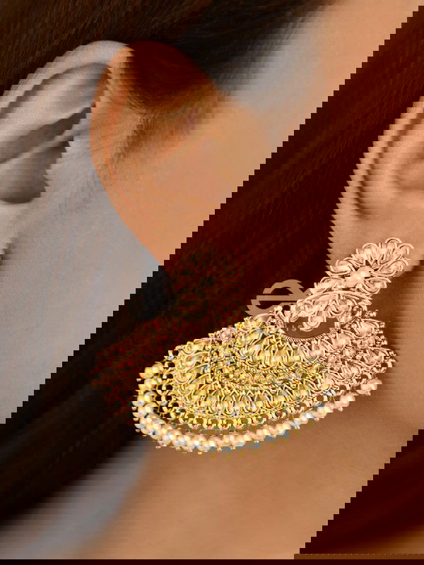 The Royal Shimmer - Golden Statement Earrings