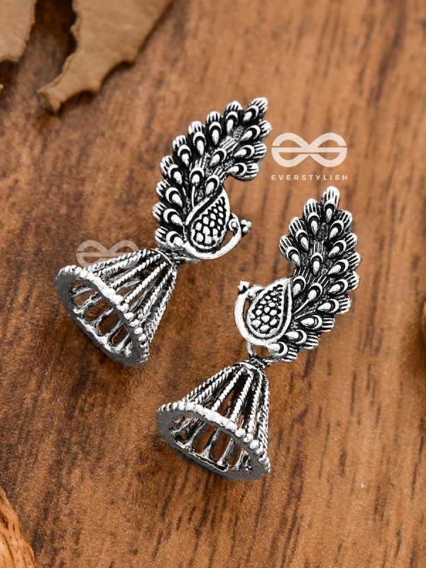 The Artsy Peacock Jhumkis - Tiny Trinket Earrings