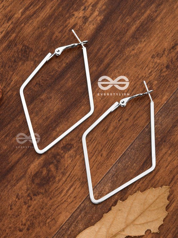 The Scintillating Slanting Hoops (Silver) - Casual Daily-Wear Earrings