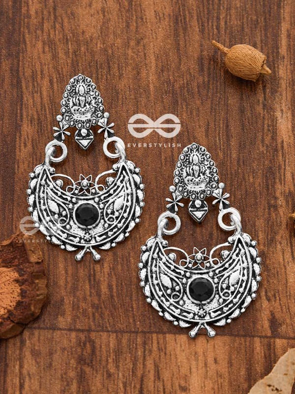 The Godly Artwork Danglers (Onyx Black) - Embellished Oxidised Collection