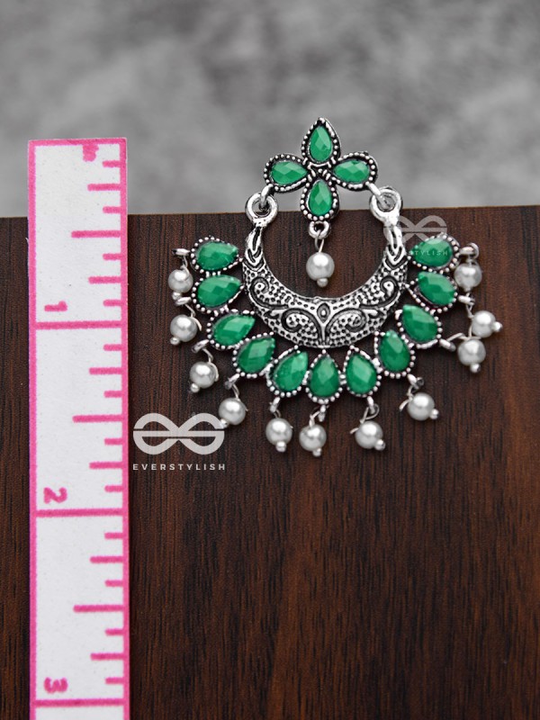 The Elegance of Royalty(Emerald Green)- Embellished Oxidised Earrings