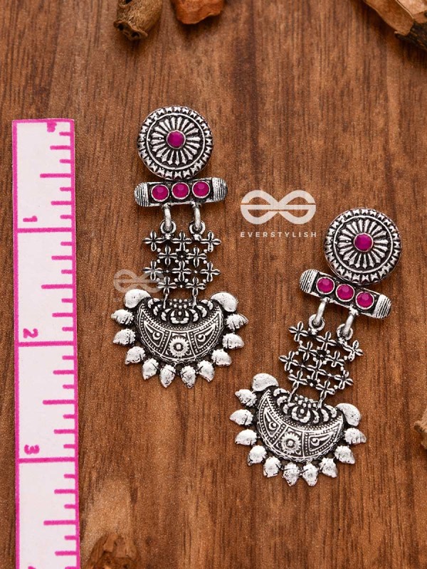 A Bohemian Statement (Ruby Red) - Embellished Oxidised Earrings