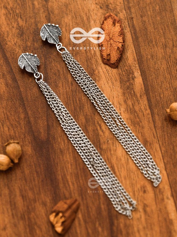 The Winter Leaf - Chain-Tasseled Boho Earrings