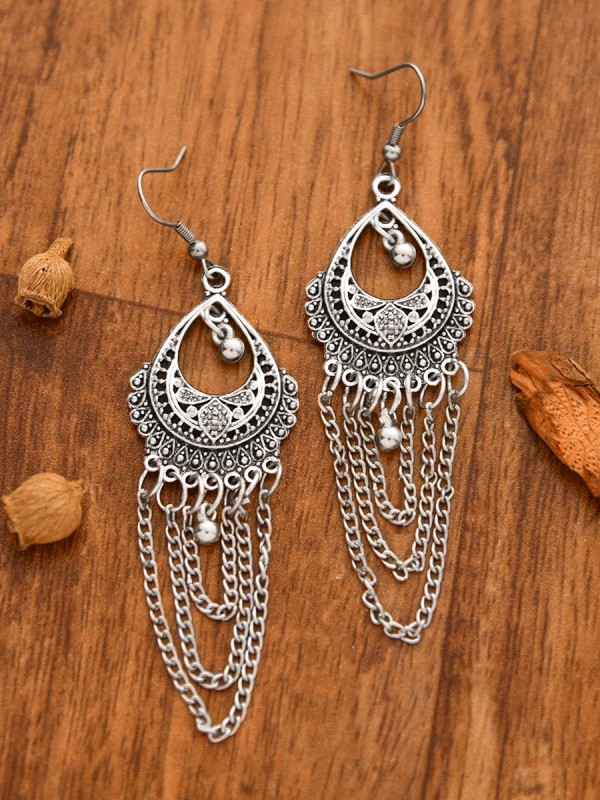 The Vintage Chained Motifs - Oxidised Boho Earrings