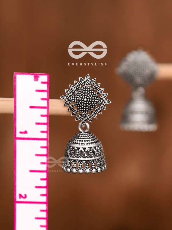 The Little Fern Jhumkis - Oxidised Boho Earrings