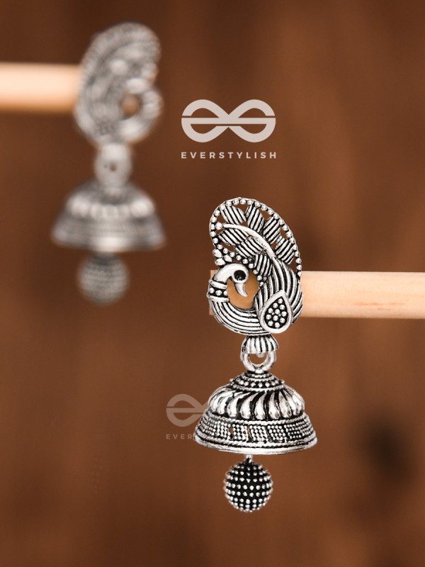 The Little Elegant Peacock Bell Jhumkis - Tiny Trinket Earrings