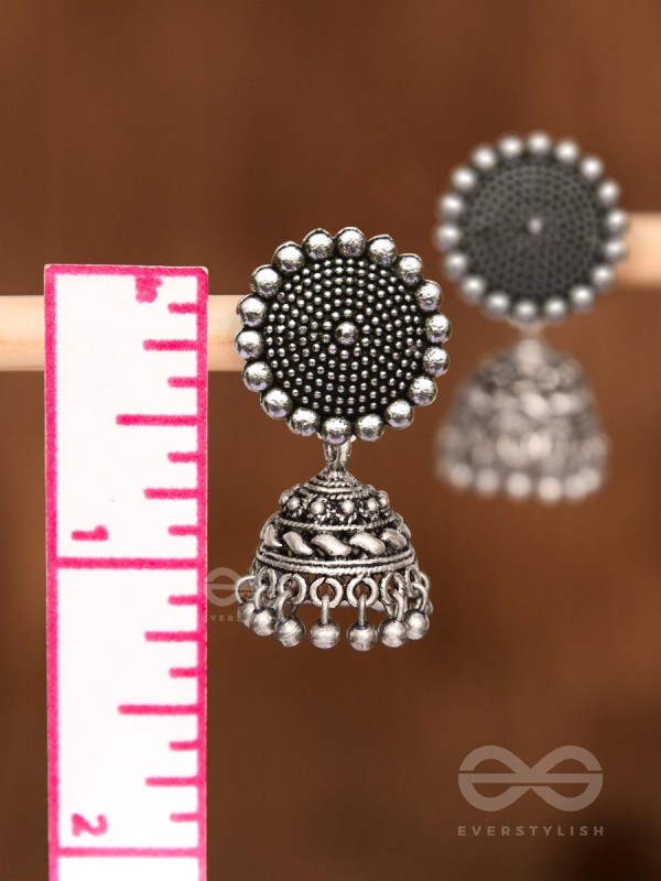 The Little Boho Button Jhumkis - Tiny Trinket Earrings
