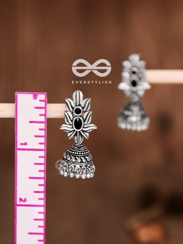 The Little Layered Jhumki (Onyx Black) - Embellished Oxidised Collection