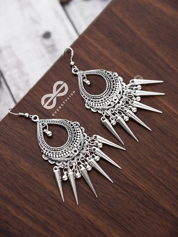 The Vintage Motif Ferns - Oxidised Boho Earrings