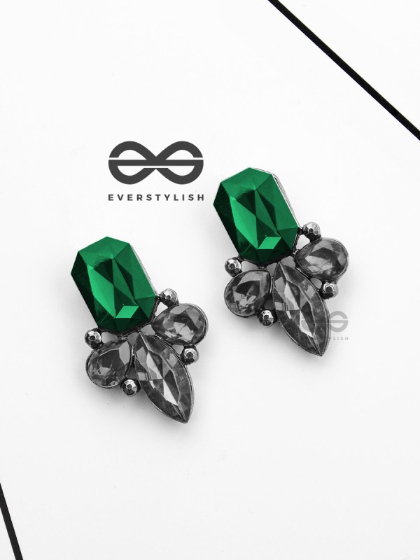 The Elegant Embellished Green Studs