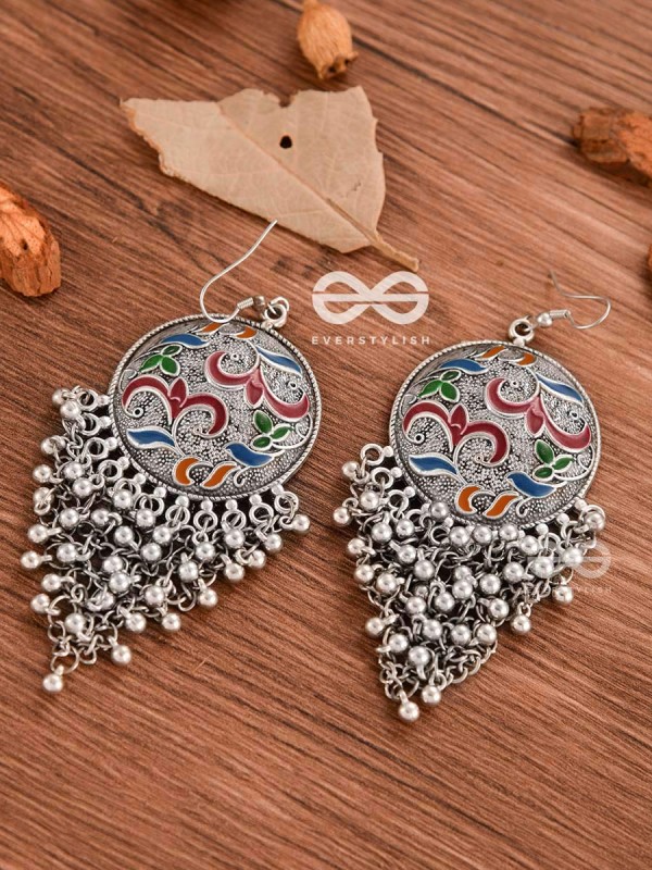 The Ethnic Enamelled Jhaalar - Oxidised Boho Earrings