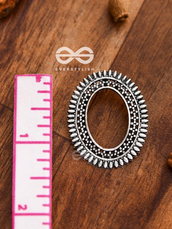 The Little Bohemian Oval Studs(Silver) - Oxidised Boho Earrings