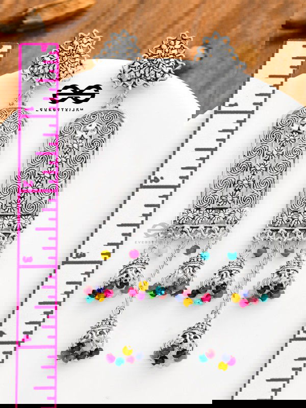 The Bohemian Fantasy - Triple Jhumki Earrings (Multicolour)