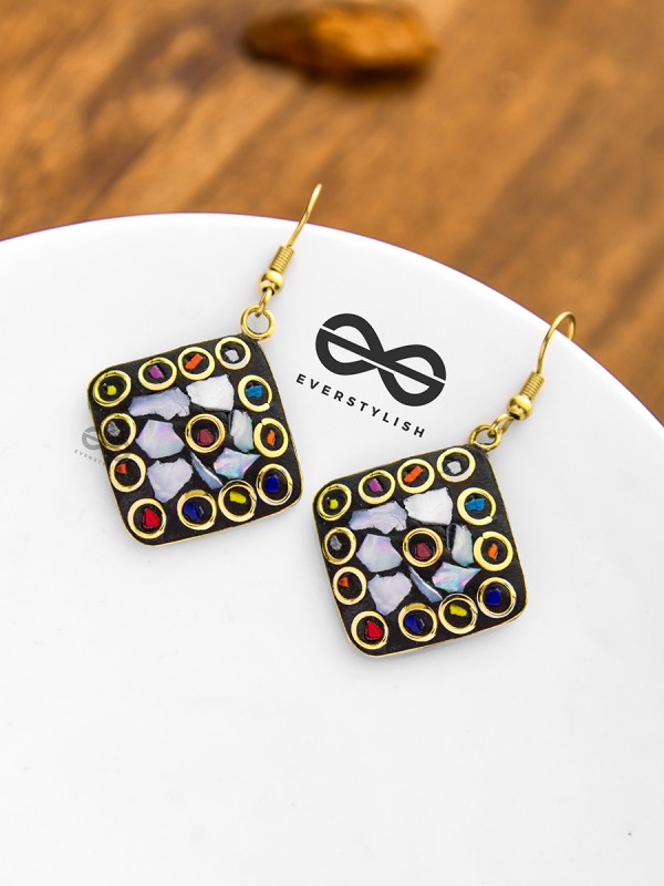 A Handcrafted Beauty - Golden Tribal Style Earrings
