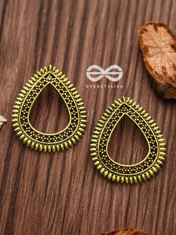 The Little Bohemian Drops (Golden) - Oxidised Boho Earrings