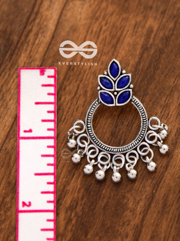 A touch of Bohemian Elegance (Sapphire Blue) - Embellished Oxidised Earrings