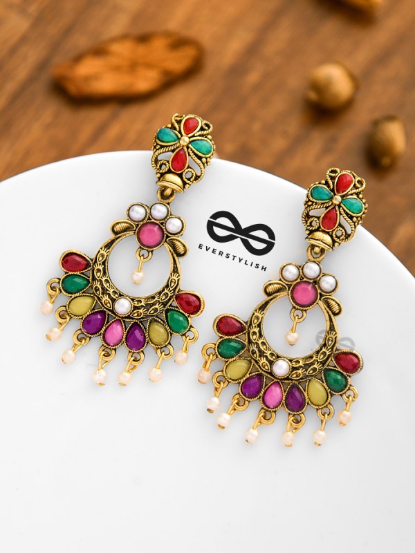 A Colourful Intricacy - Golden Boho Earrings