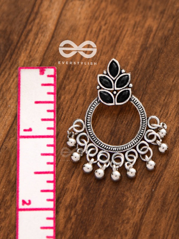A touch of Bohemian Elegance (Onyx Black) - Embellished Oxidised Earrings