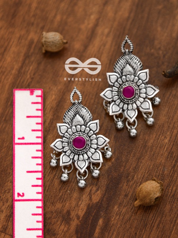 The Majestic Artwork Studs (Ruby Red) - Embellished Oxidised Collection