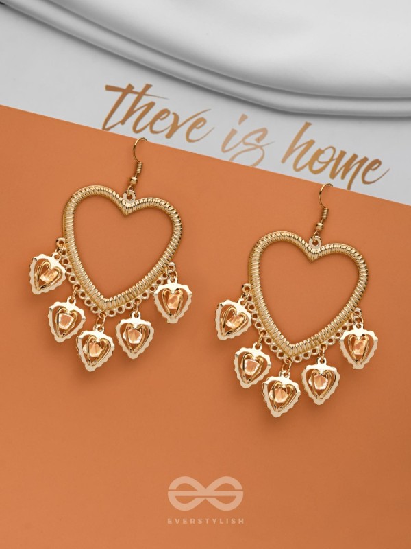 I'm all Heart - Studded Golden Danglers