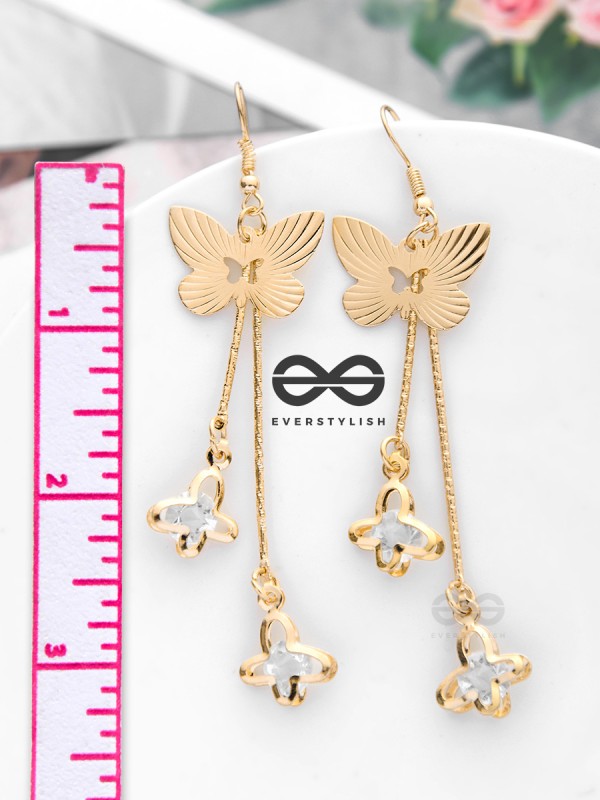 The Studded Dangling Butterflies - The Golden Charm Collection