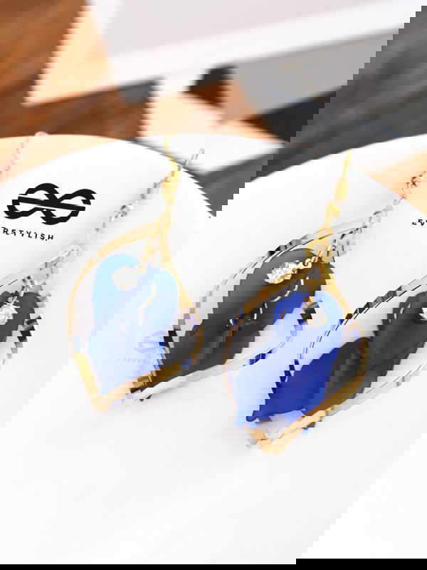 A Twisty Tale - Golden Casual Danglers (Royal Blue)