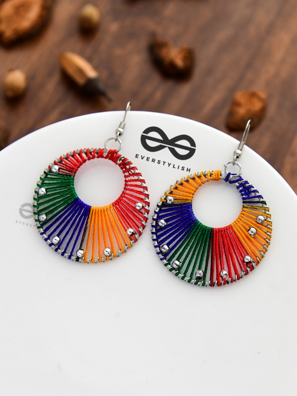 A Handwoven Delight - Multicoloured Handicraft Earrings