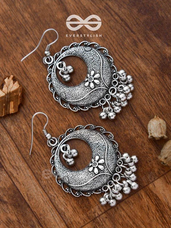 The Intricate Mesh Chandbalis- Oxidised Boho Earrings