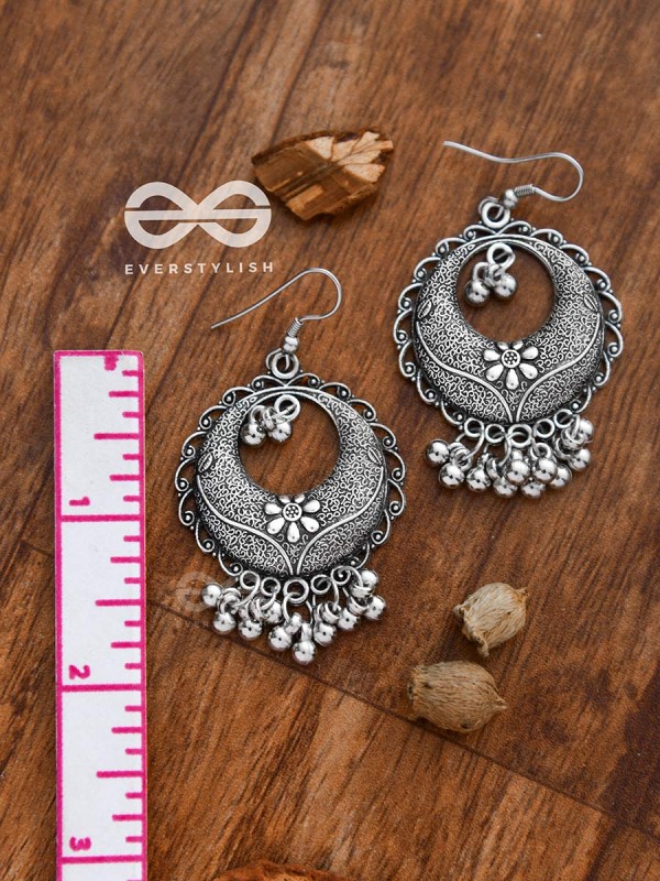 The Intricate Mesh Chandbalis- Oxidised Boho Earrings