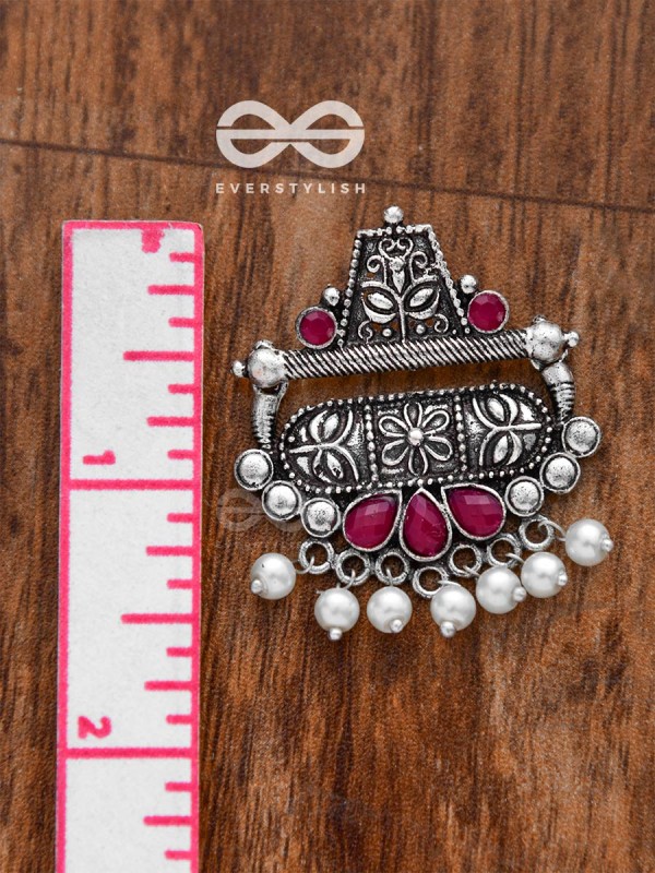 The Boho chic Intricate Embellished statement earrings (Ruby Red)