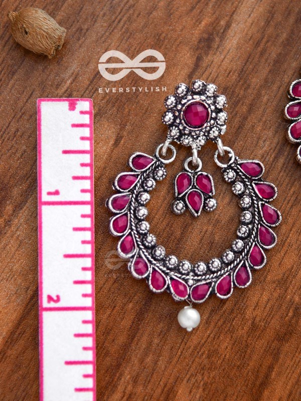 The Marvellous Motifs Embellished Chandbali Earrings (Ruby Red)