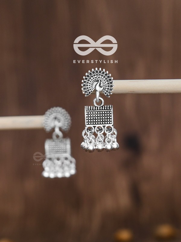 The Fanning Peacock Cylindrical Jhumkis - Tiny Trinket Collection