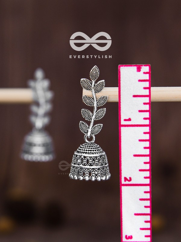The Bohemian Leaflet Jhumkis - Oxidised Boho Collection