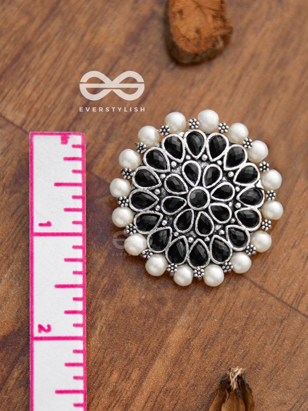 The classy Desire perfect pearl Embellished Statement Studs (Onyx Black)