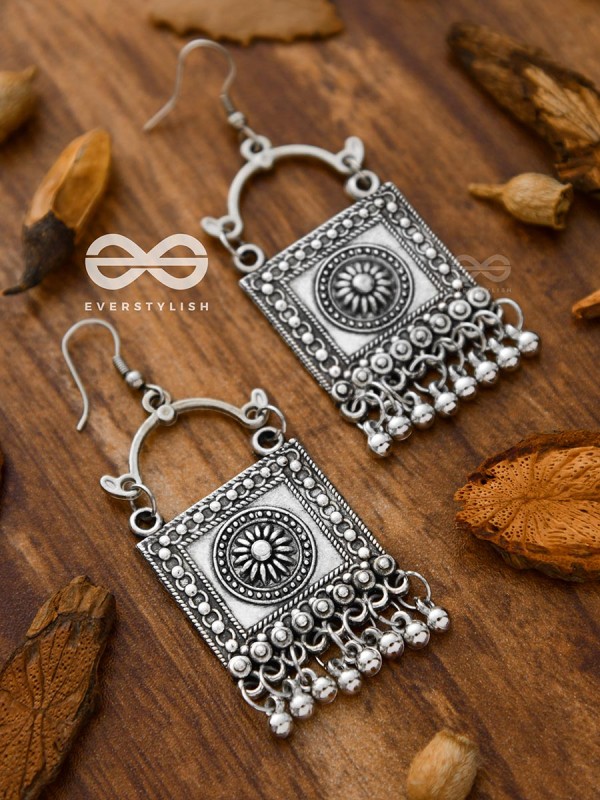 The Intricate Geometric Danglers - Oxidised Boho Earrings