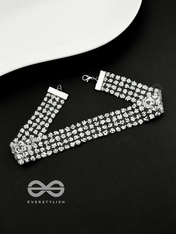 Shimmer on My Neck - Statement Silver Choker